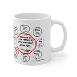 Choose a wife rather by your ear than your eye.  -  Thomas Fuller  1608 - 1661 - Drink Wisely in MugWisdom - Ceramic  11oz cup