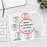 Never cut what you can untie.  -  Joseph Joubert  1754 - 1824  -  Pretty Witty Mousepads Stop2Think