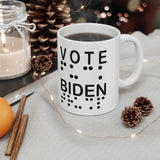 VOTE BIDEN (eng)  F@@K TRUMP (braille)     Ceramic 11oz cup