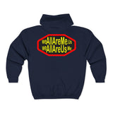 WeAllAreMe.us Zip Hoodie — Bold Retro Logo Full-Zip Sweatshirt