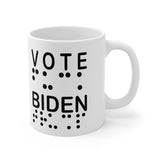 VOTE BIDEN (eng)  F@@K TRUMP (braille)     Ceramic 11oz cup