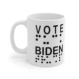 VOTE BIDEN (eng)  F@@K TRUMP (braille)     Ceramic 11oz cup