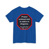 Praise undeserved, is satire in disguise.  -  Alexander Pope  1688 - 1744