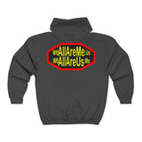 WeAllAreMe.us Zip Hoodie — Bold Retro Logo Full-Zip Sweatshirt