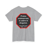 Praise undeserved, is satire in disguise.  -  Alexander Pope  1688 - 1744