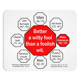 Better a witty fool than a foolish wit.  -  William Shakespeare  1564 - 1616  -  Pretty Witty Mousepads Stop2Think - S2T-16.3