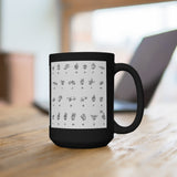 ASL-Alphabet Numbers- Black Ceramic Mug 15oz