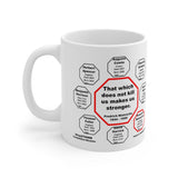 That which does not kill us makes us stronger.   -  Fredrich Nietzsche  1844 - 1900 - Drink Wisely in MugWisdom - Ceramic  11oz cup
