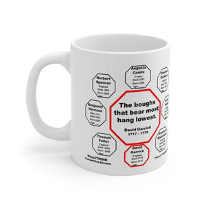 The boughs that bear most hang lowest.  -  David Garrick  1717 - 1779 - Drink Wisely in MugWisdom - Ceramic  11oz cup
