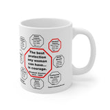 MW-9.2- The best protection any woman can have... is courage.   -  Elizabeth Stanton  1815 - 1902 - Drink Wisely in MugWisdom - Ceramic  11oz cup